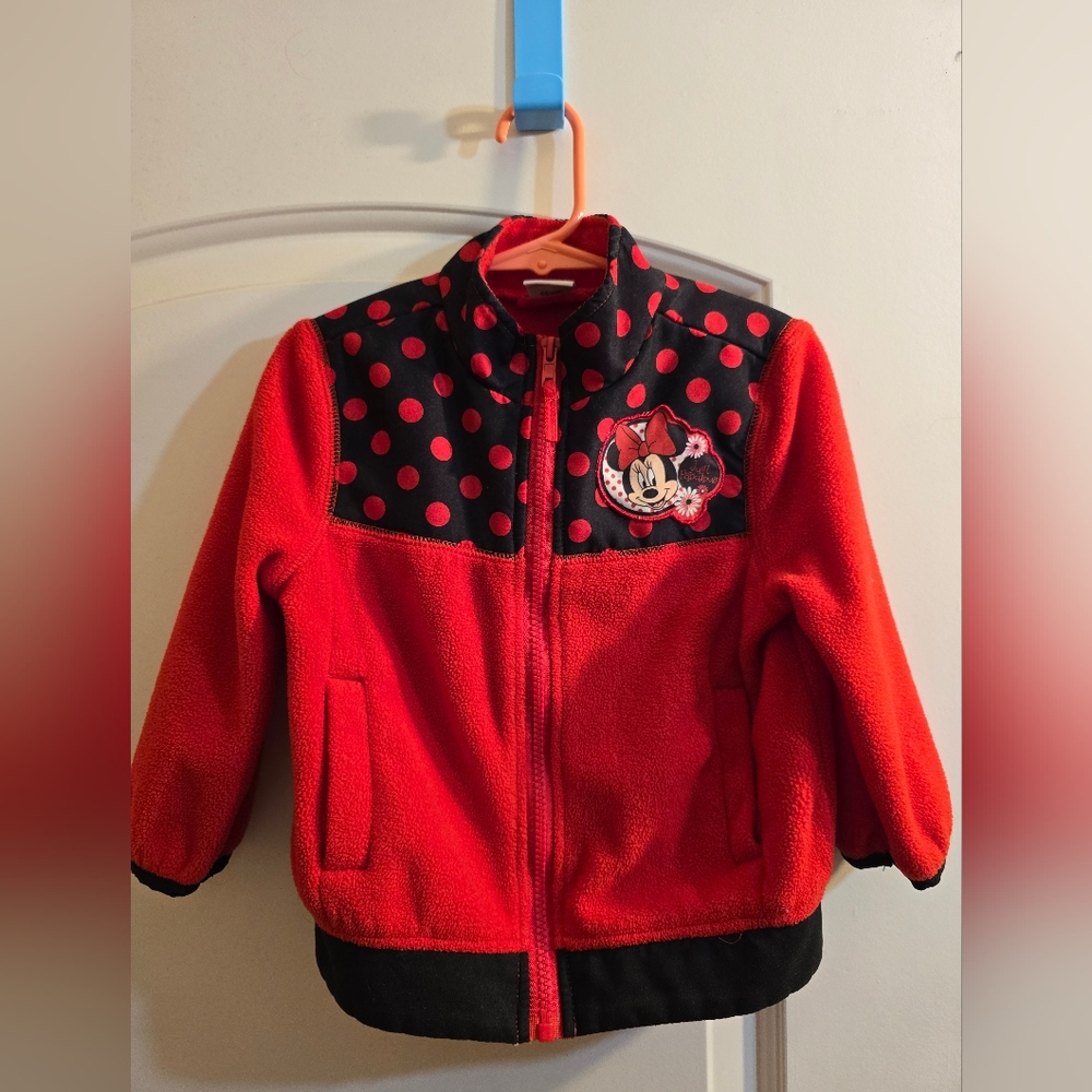 2T Red And Black Minnie Mouse Fleece Jacket